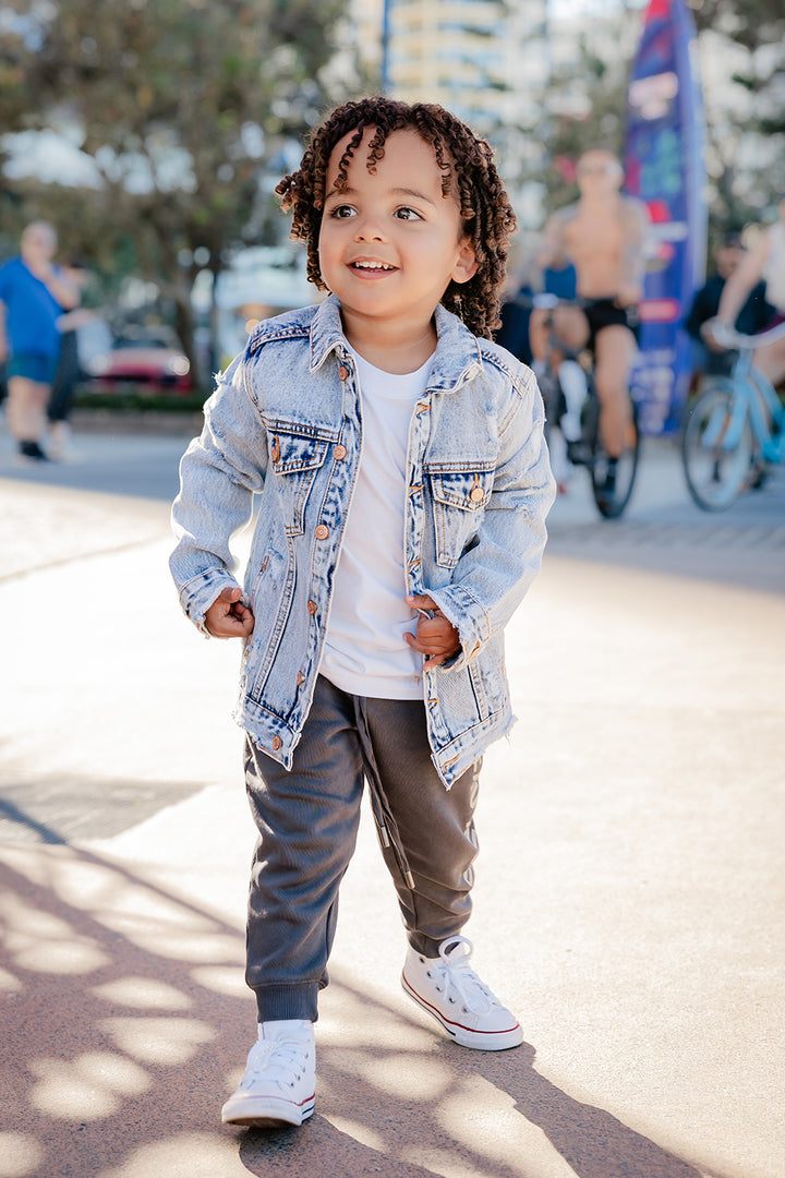 Blue Distressed Denim Jacket - Kids